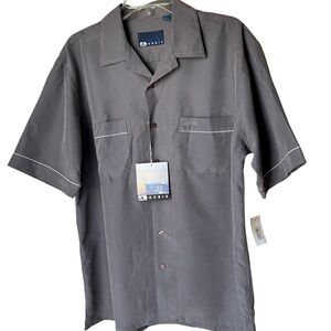Hobie Vintage Gray Button Up Short Sleeve Shirt, M